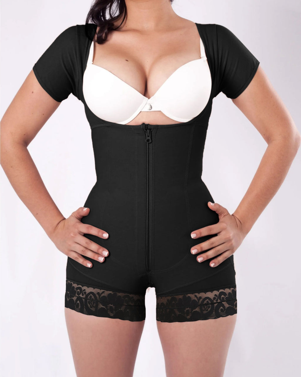 Short Sleeve Tummy Control Fajas Shapewear Black