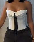 Bandeau Tie Slimming Corset Top White