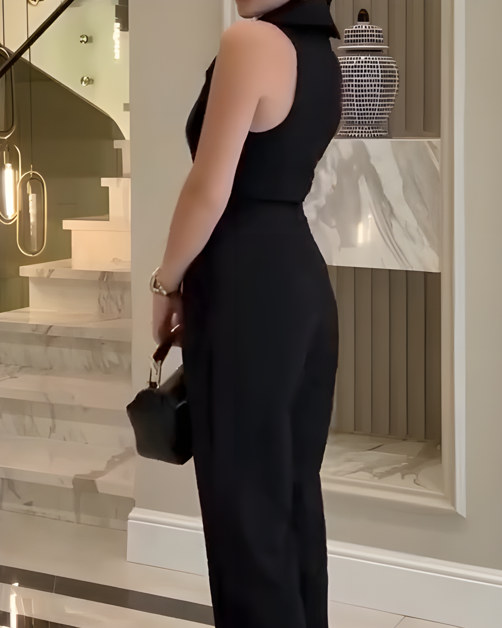 Women's Fashion Sleeveless Slim Fit Wide Leg Jumpsuit