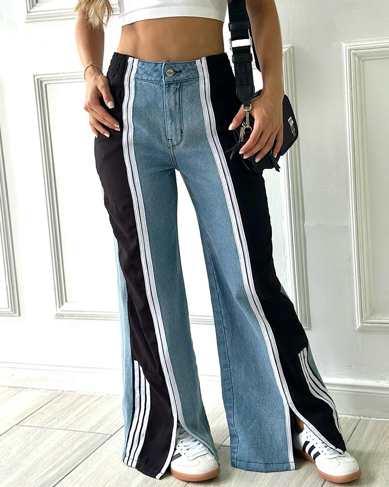 Sporty Loose Jeans Lightblue