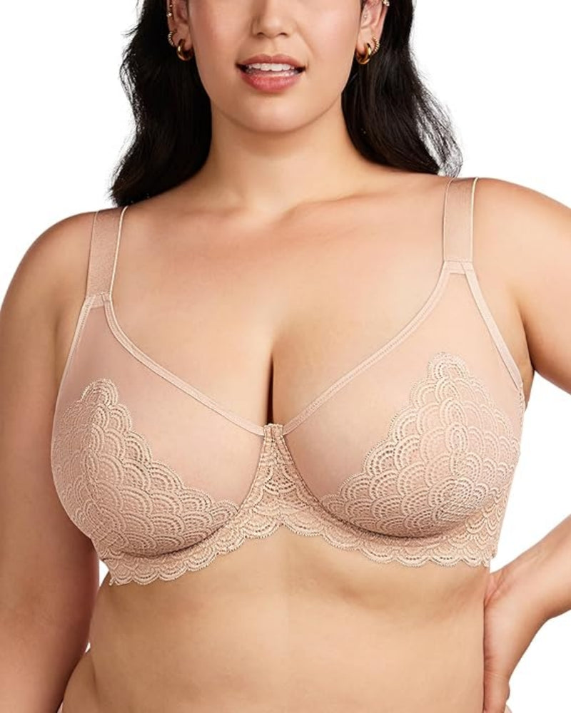 Sexy Lace Sheer Mesh Bra RosyGolden