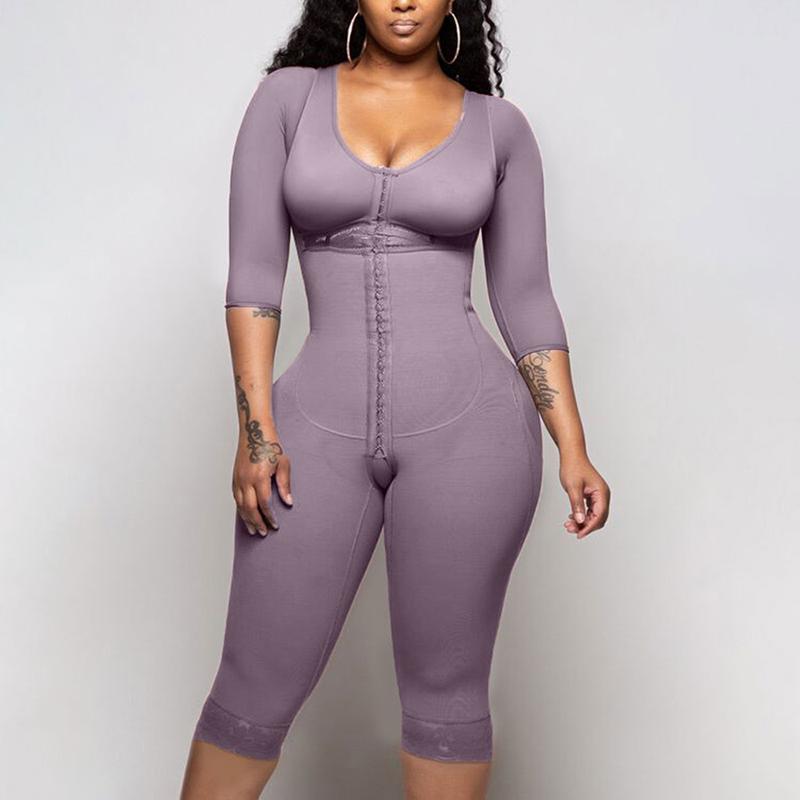 Tummy Control Hook And Eye Closure Support Shapewear Purple