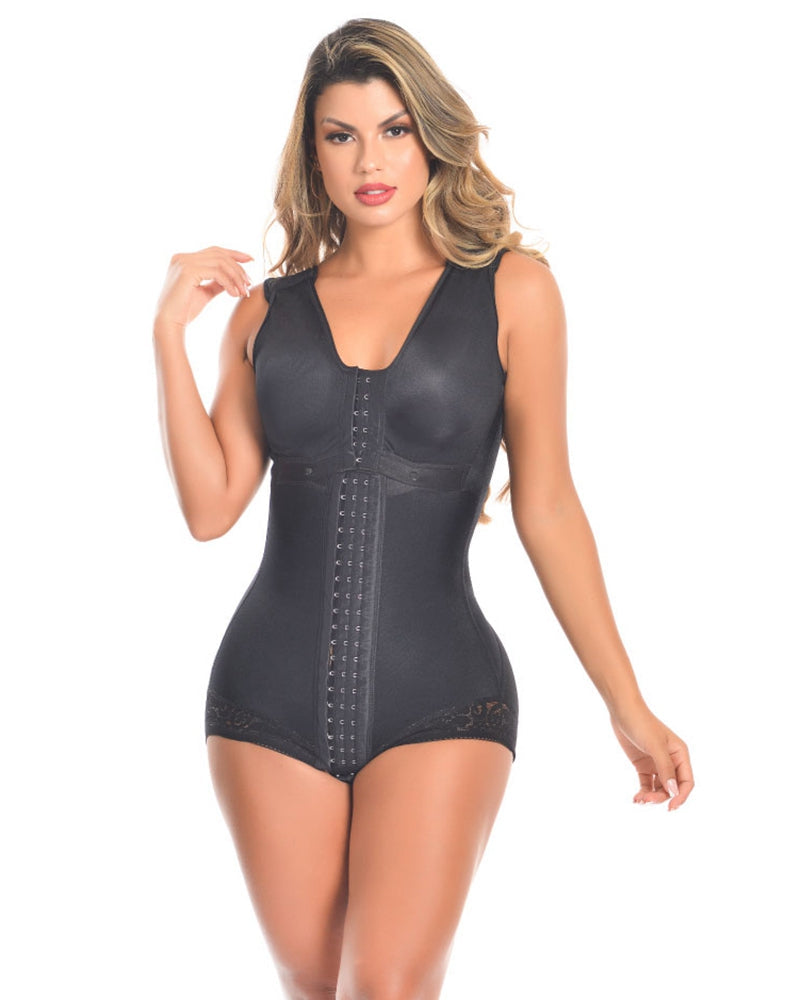 Adjustable Front Closure Fajas Lace shapewear Black