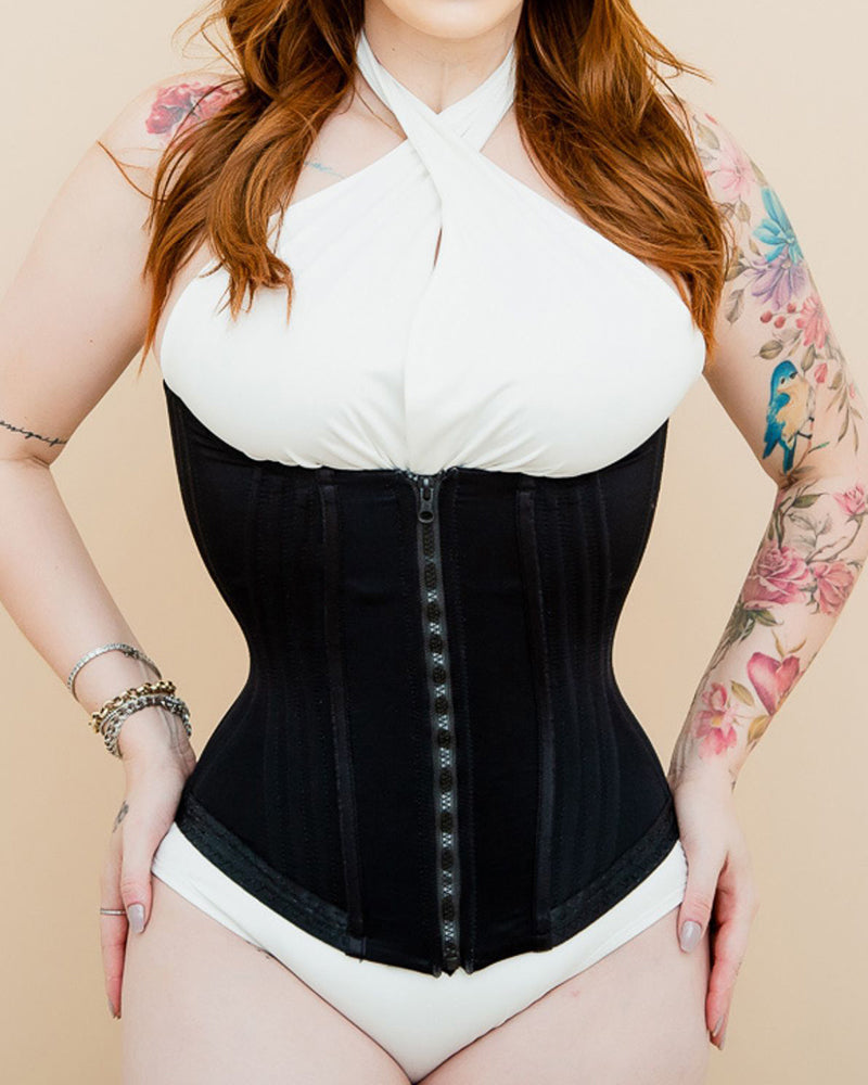 Detachable Straps Zippered Shaping Vest Black