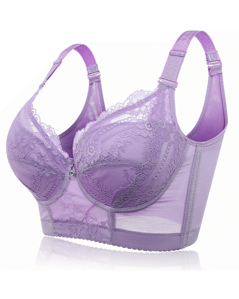 Embroidery Longline Push Up Bra Violet