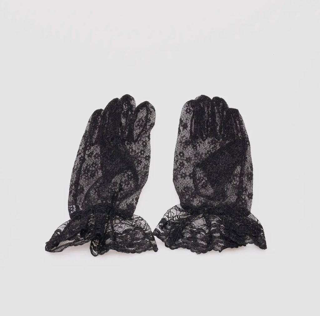 Baddie Black Lace Gloves Black