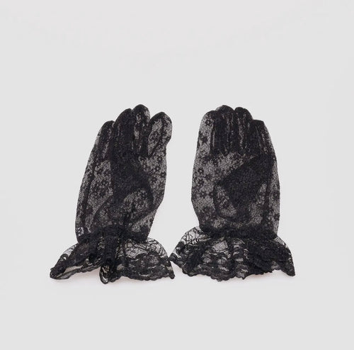 Baddie Black Lace Gloves Black