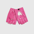 Pink Fingerless Baddie Leather Gloves with Studs Pink