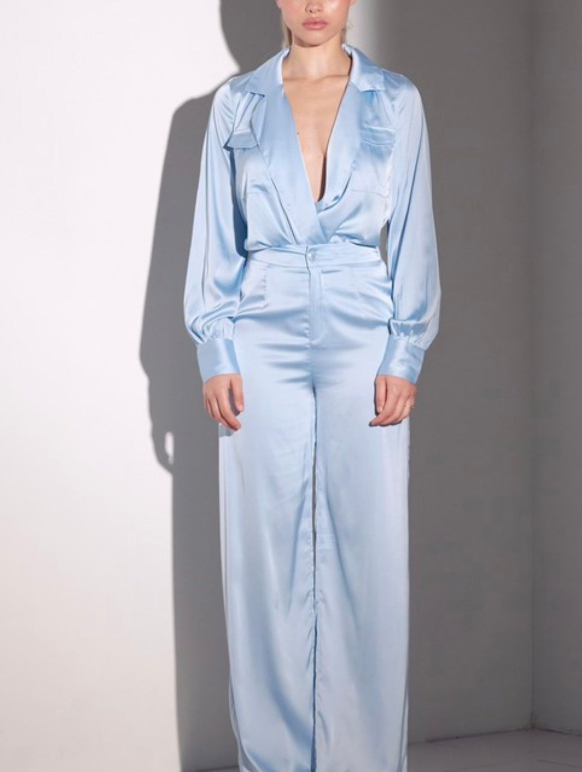 Baby Blues Satin Baddie Set Baby Blue
