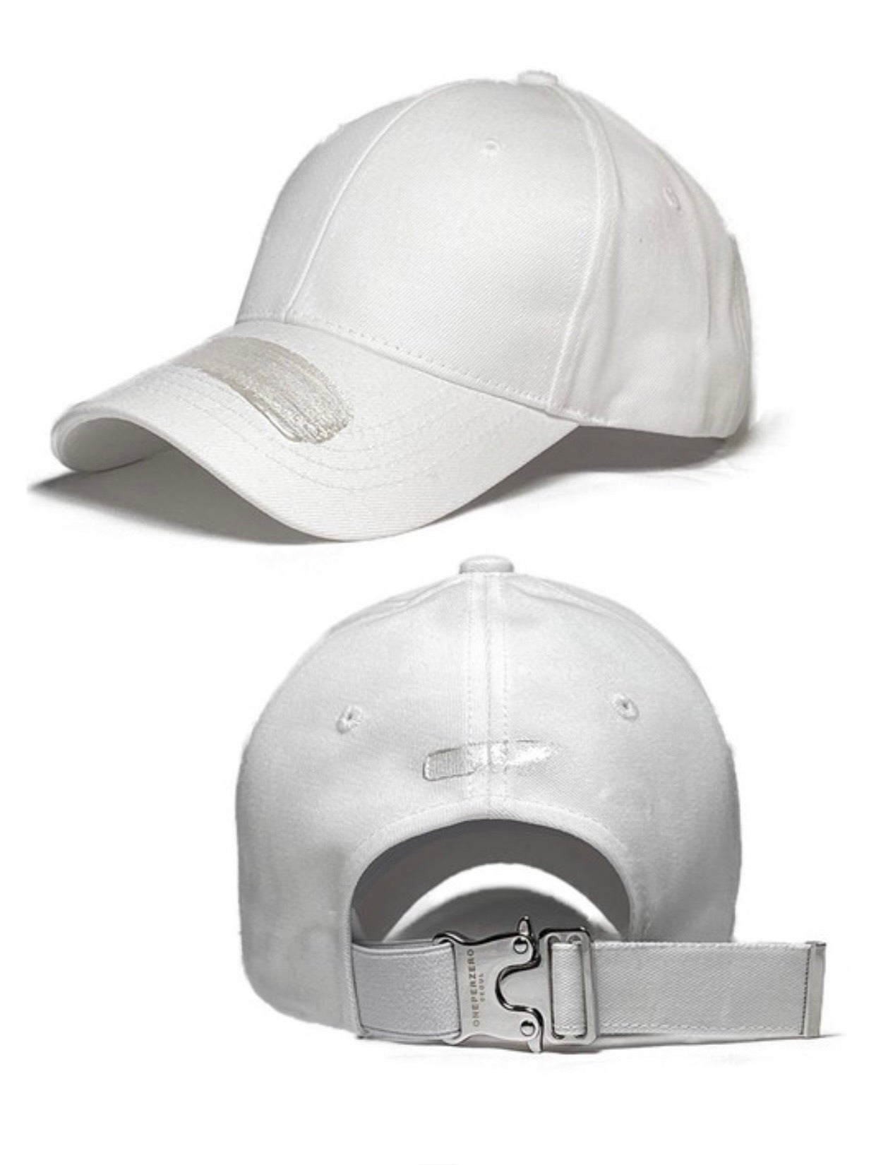 Baddie Brushed Buckled Ball Cap White