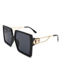 Baddie Golden Side Square Oversize Glasses Black Black