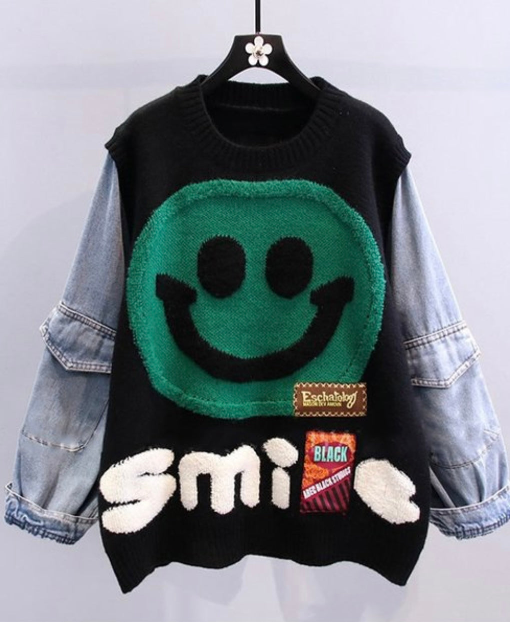 Be Happy Baddie Sweater Black Multi OZ