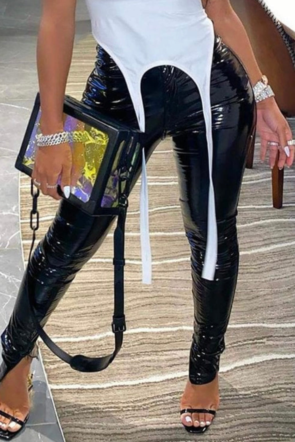 Madison Baddie High Waist Leather Pants Black