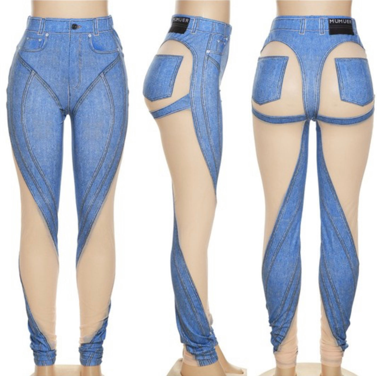 Back Shot Baddie Leggings Light Blue