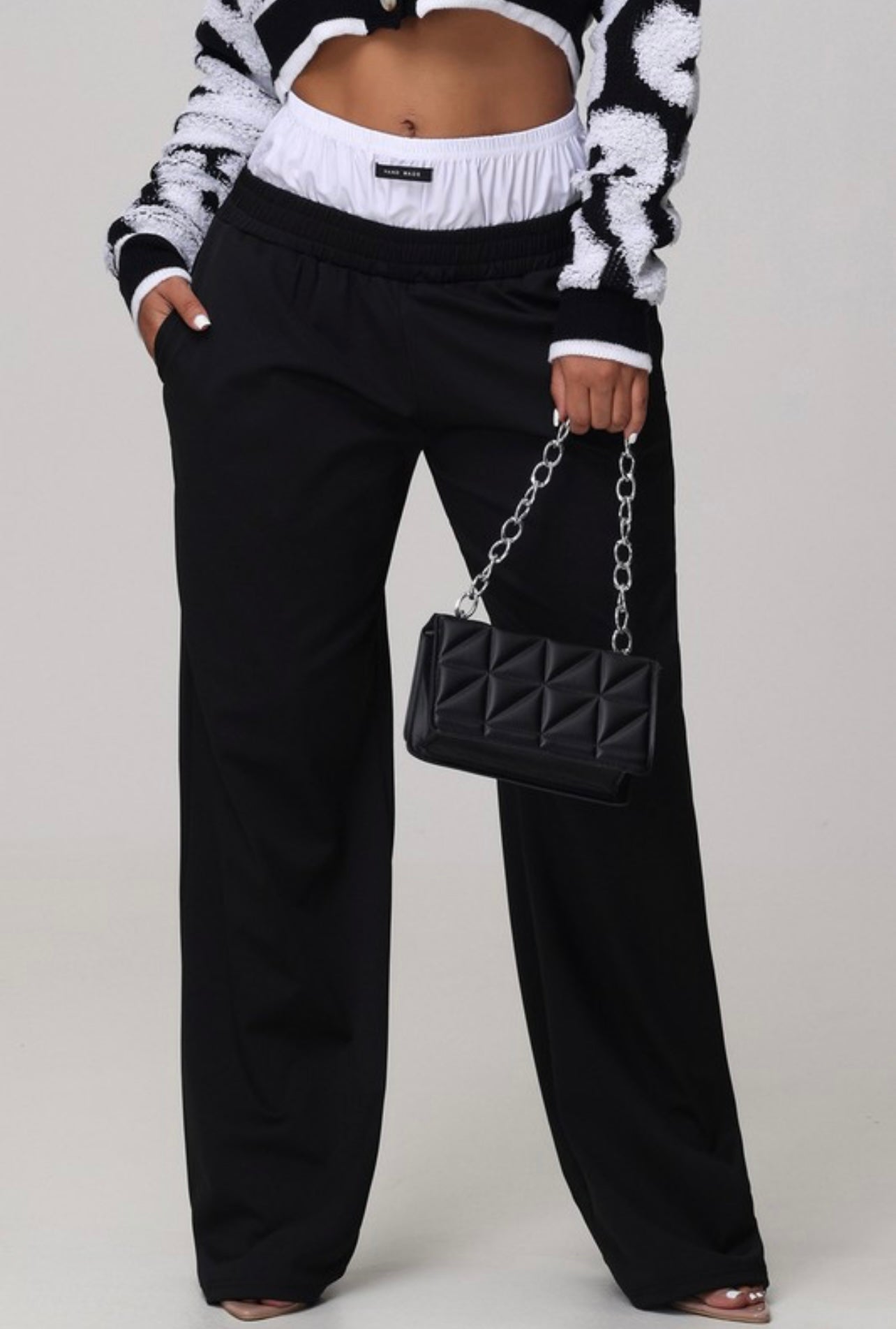 Posh Baddie Double Trouser Black