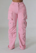 Baddie Denim Cargo Pants Light Pink