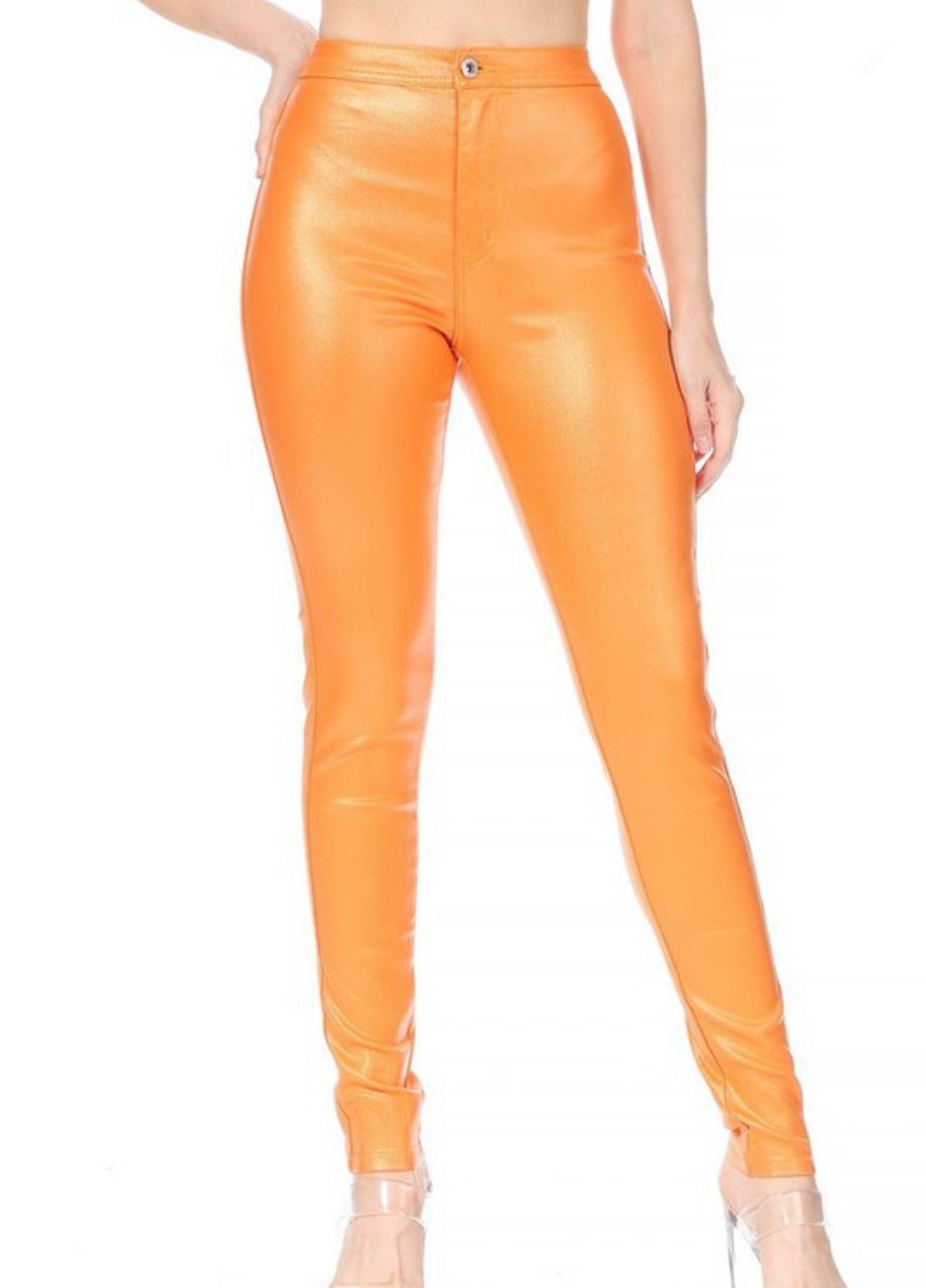 Amara Baddie Metallic Orange Pants Metallic Orange
