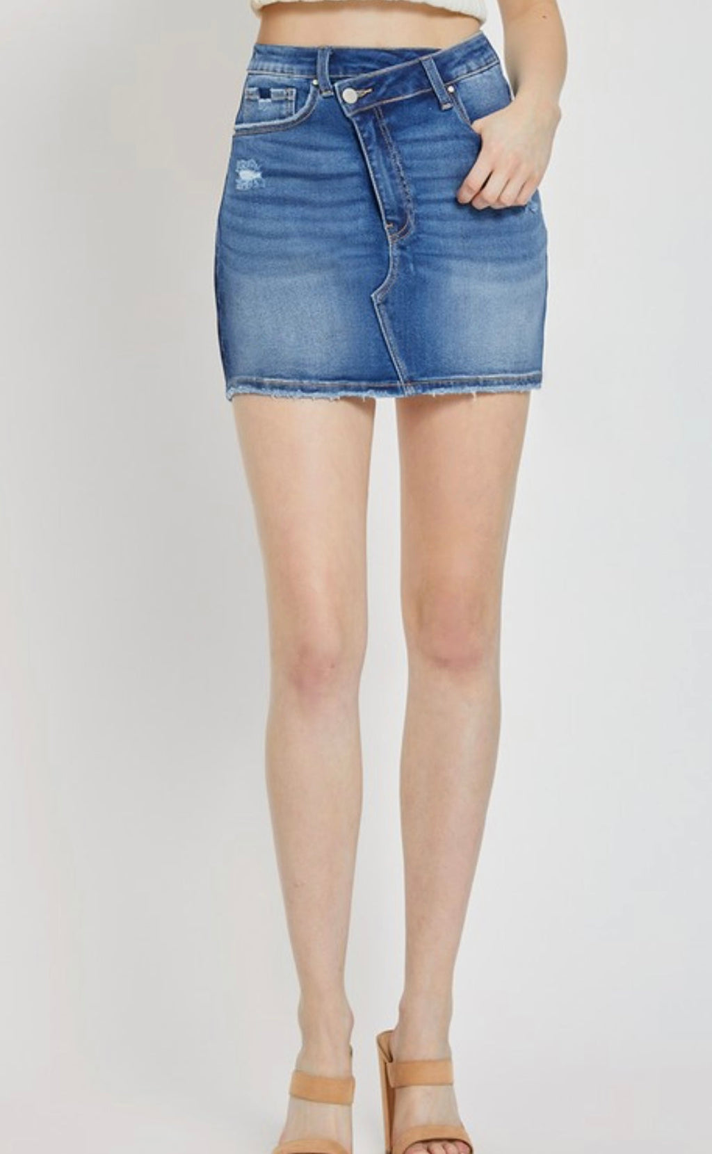 Irregular Baddie Jean Skirt Dark Denim