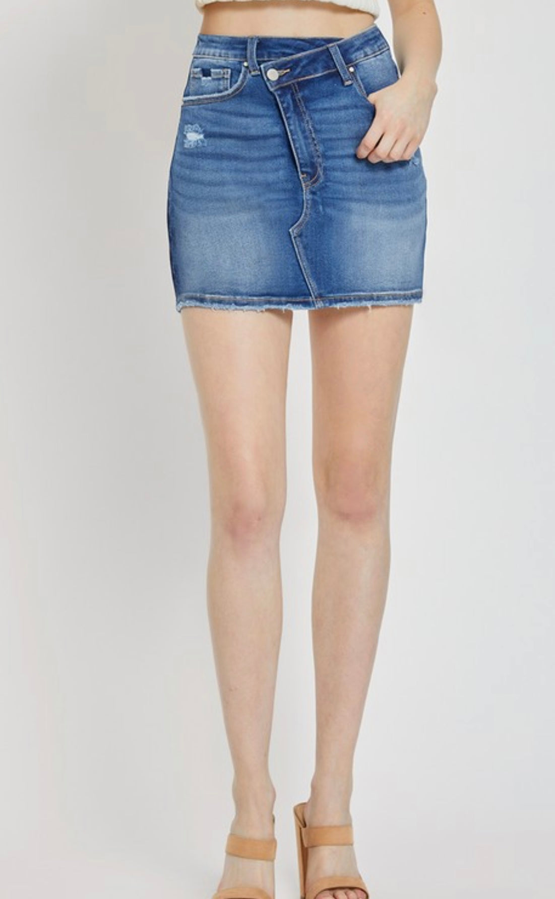 Irregular Baddie Jean Skirt Dark Denim