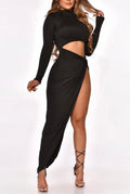 Not Your Side Piece Baddie Dress Black