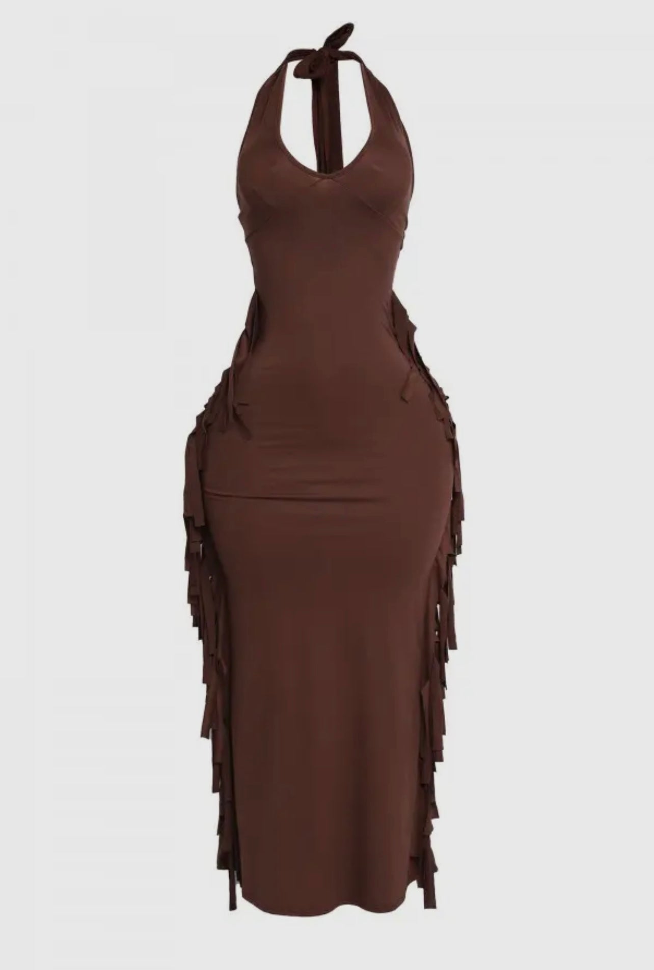 Hazel Baddie Dress Brown
