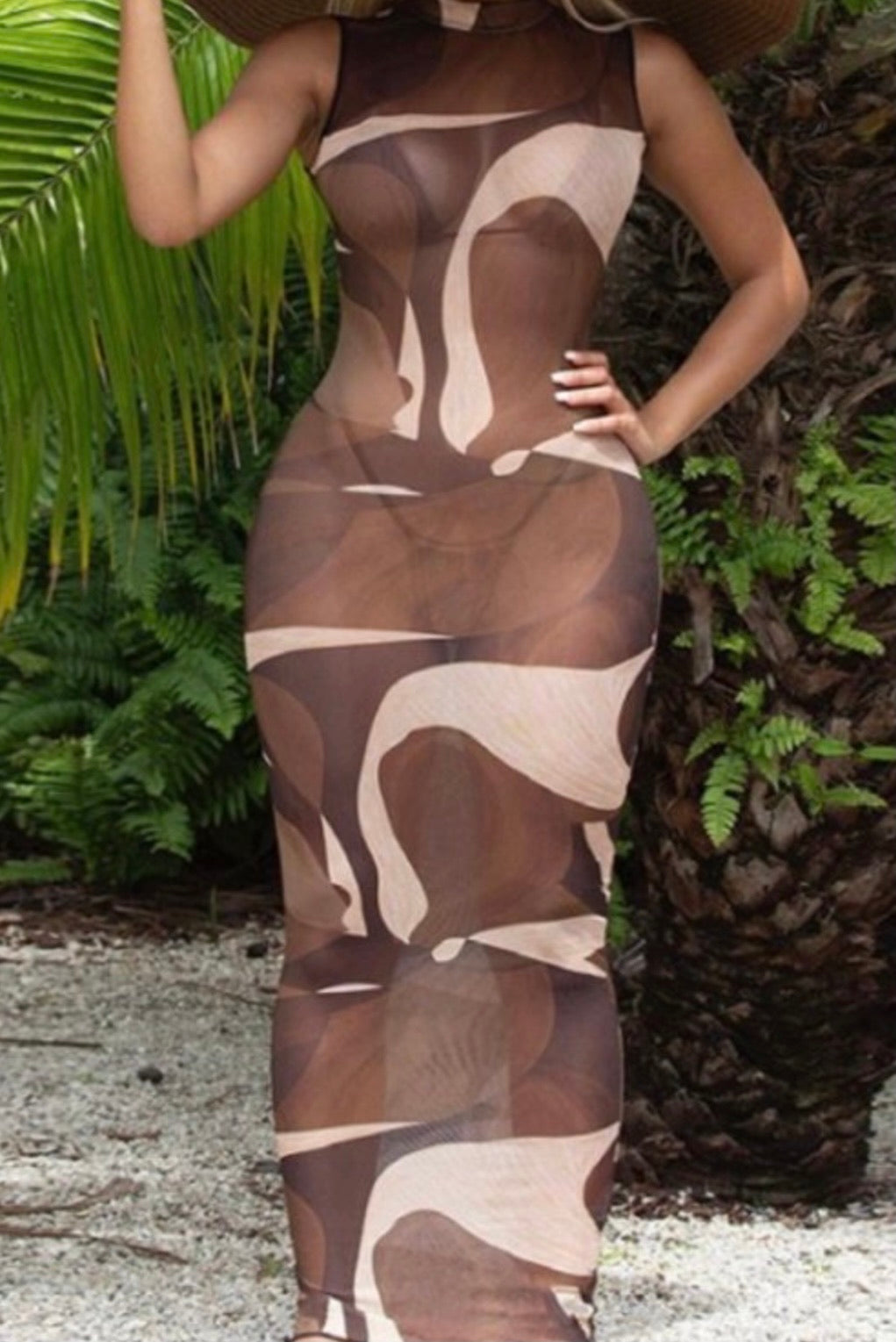 Royal Baddie Mesh Dress Brown
