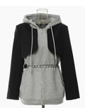 Madonna Baddie Hooded Blazer Jacket Gray Black M
