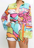 Clarissa Baddie Shorts Set Green Multi