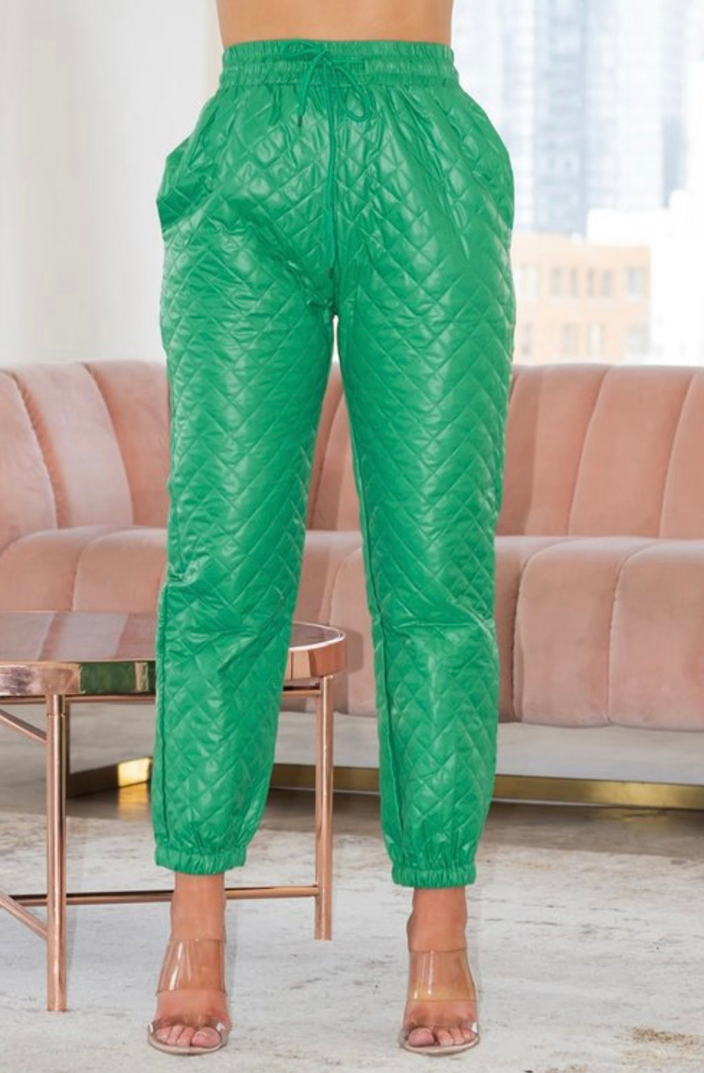 Green Baddie Puff Pants Green