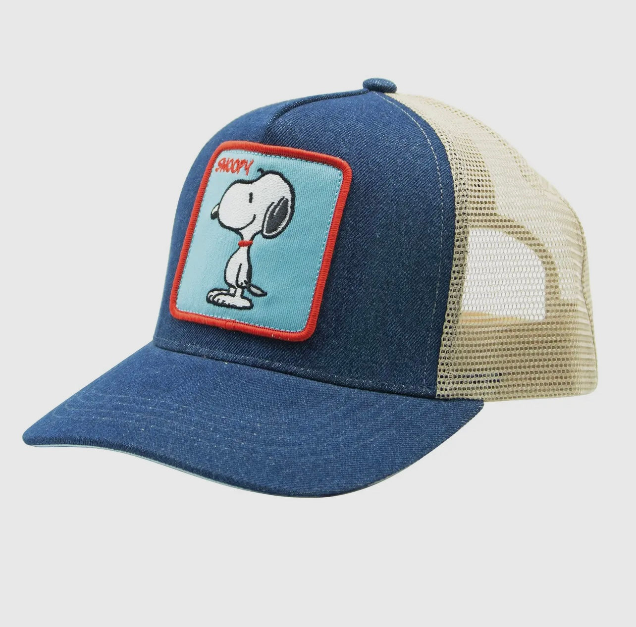 Snoopy Baddie Trucker Hat Denim