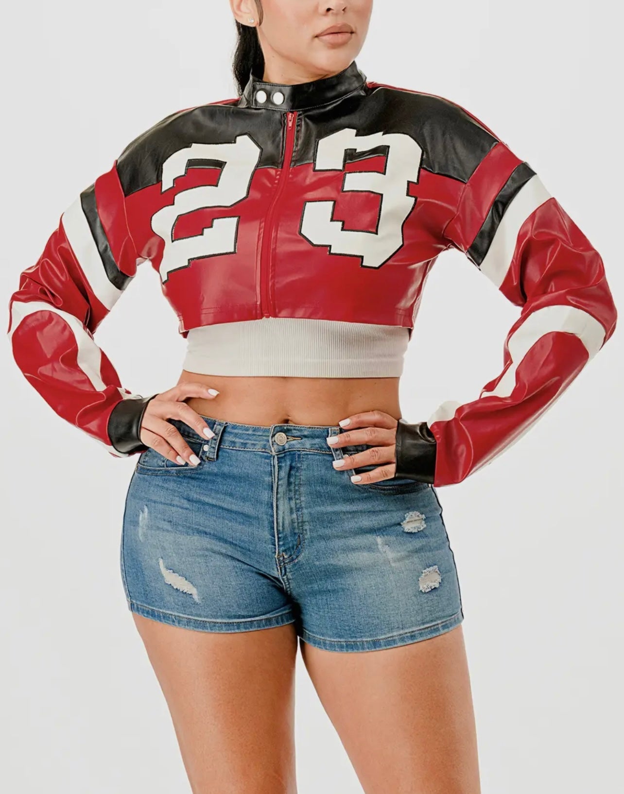 Baddie 23 Varsity Jacket Red Gold