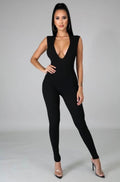 Give Me Body V Neck Jumpsuit Black