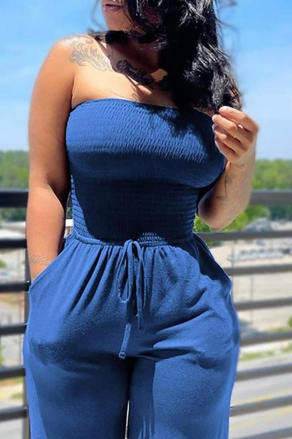 Netflix and Chill Baddie Jumpsuit Blue