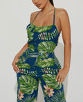 Baddie Tropical Jumpsuit Green Gold