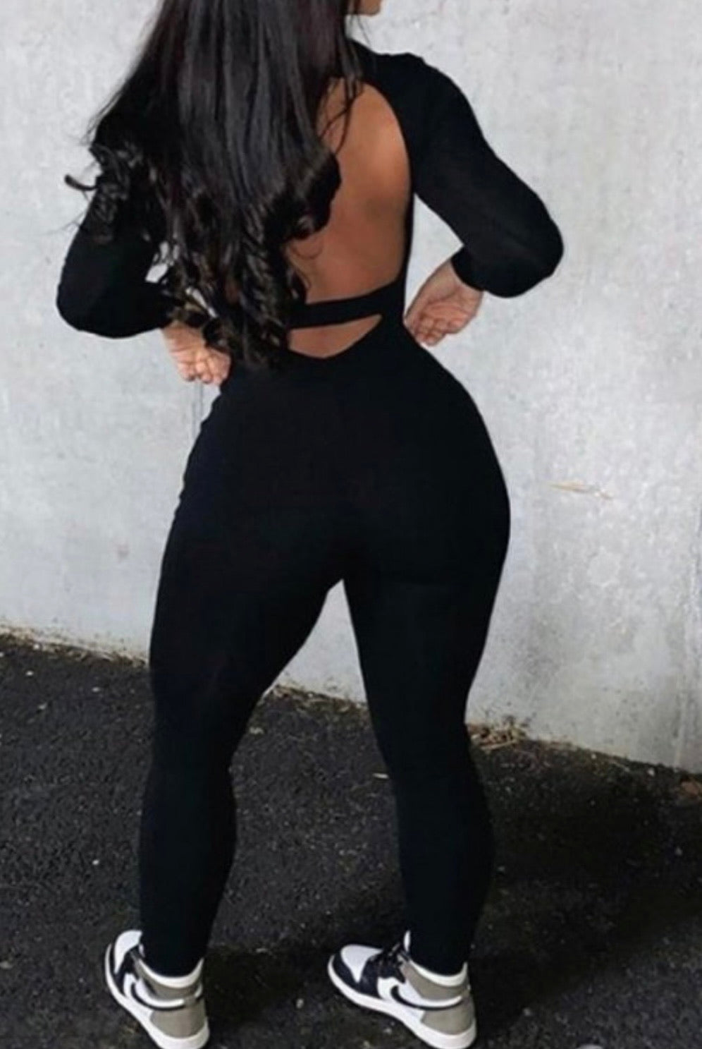 Back At Cha Long Sleeve Jumpsuit Large