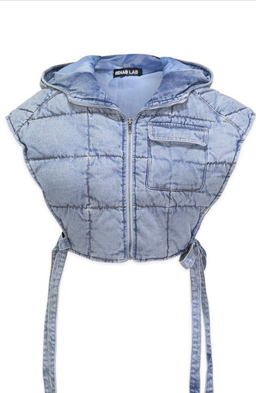 Baddie Quilted Denim Crop Jacket Light Blue Jean