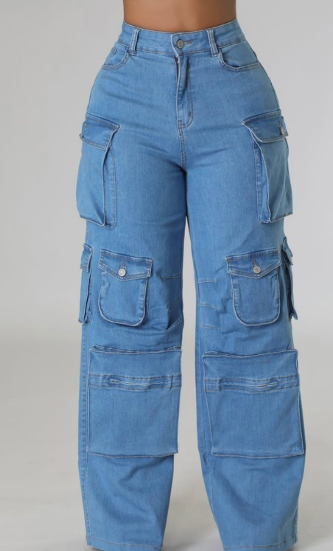 Billie Cargo Baddie Jeans Light Blue