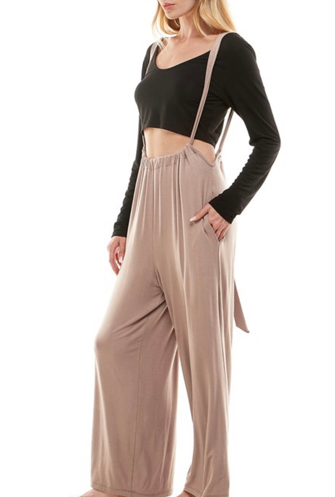 Kylie Baddie Suspender Jumpsuit Light Mocha