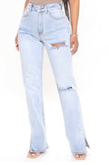 Baddie Distressed Light Wash Jeans Light Wash