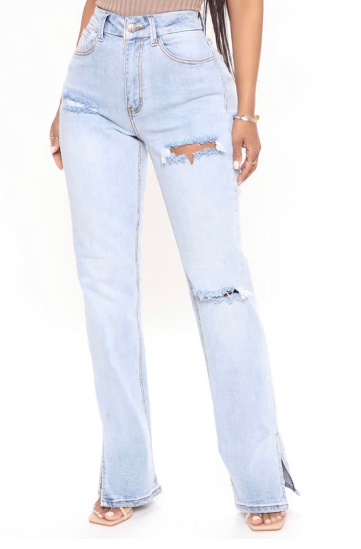 Baddie Distressed Light Wash Jeans Light Wash