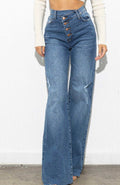 Baddie Criss Cross Jeans Medium Blue
