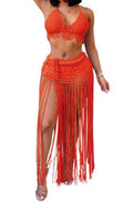 Victoria Fringe Dress Orange