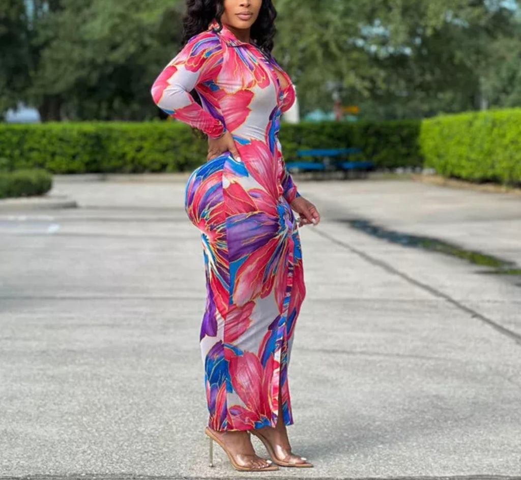 Penelope Floral Baddie Dress Pink