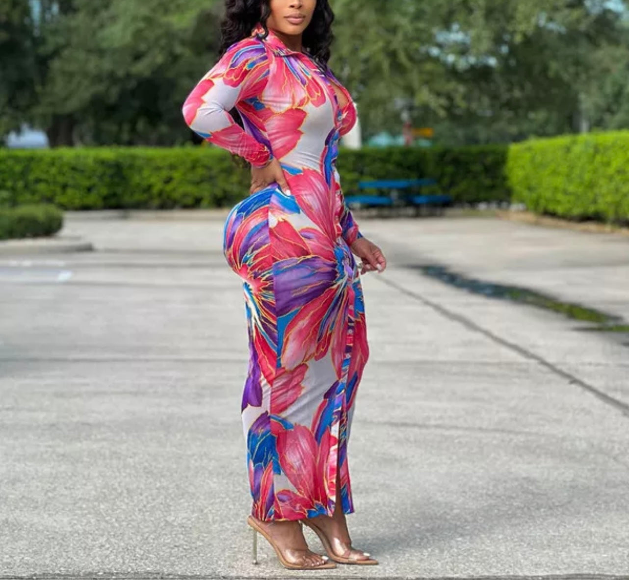 Penelope Floral Baddie Dress Pink