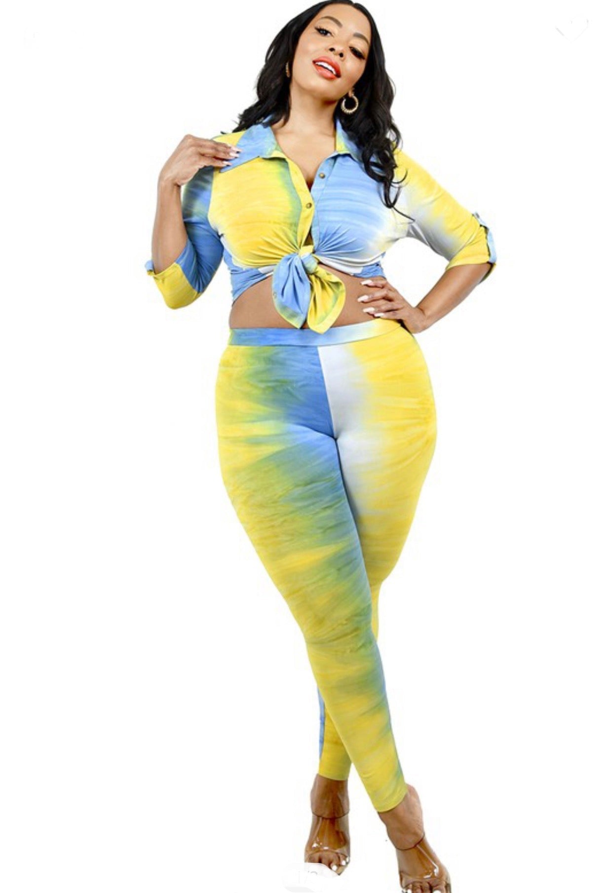 Pastel Brush Baddie Plus Two-Piece Legging Set XXX Baddie