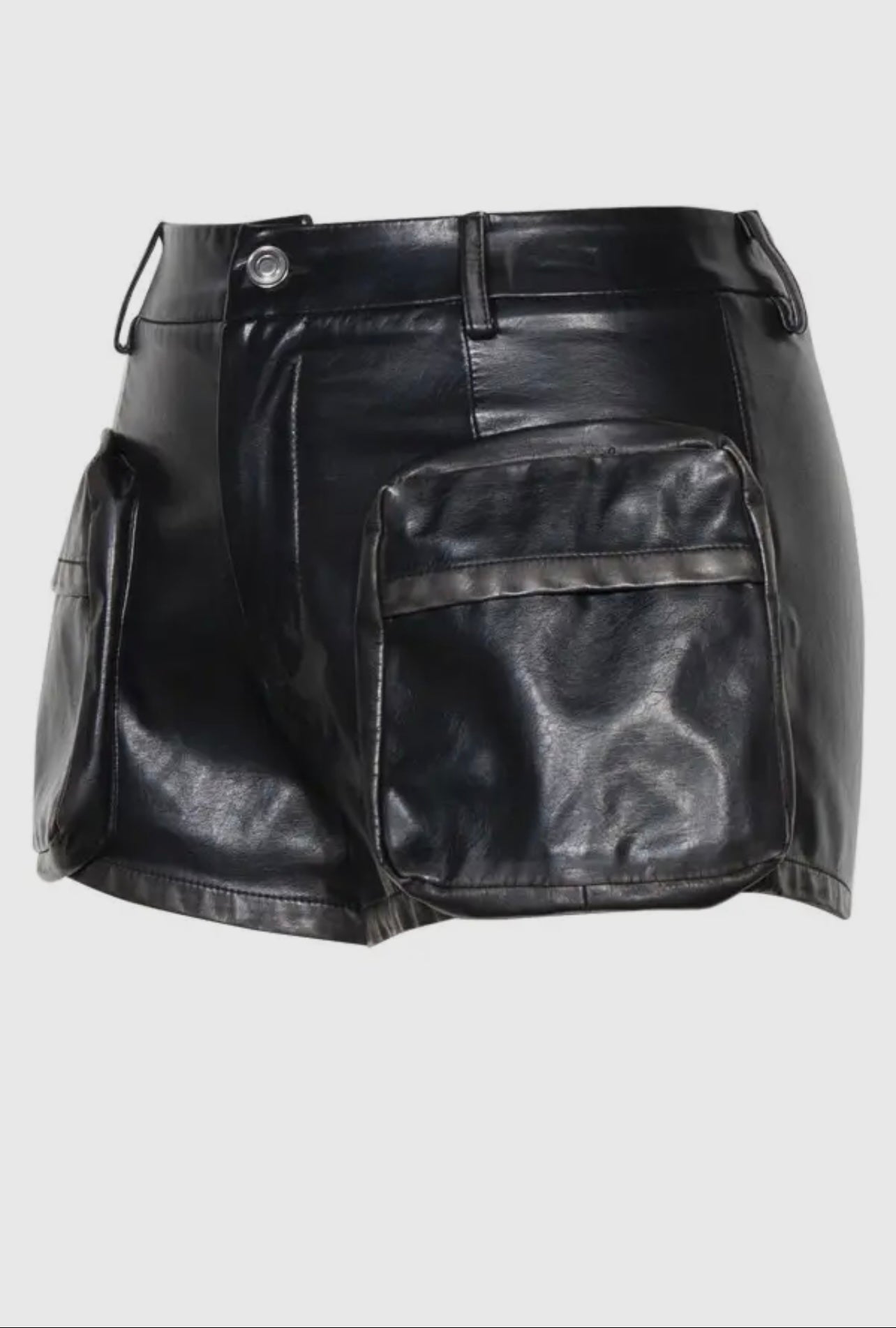 Vintage Vegan Precious Baddie Leather Cargo Shorts Black Medium