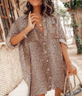 Cheetah Bad Button Front Shirt Large