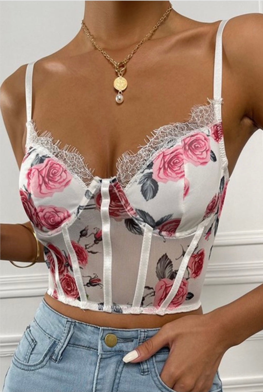 Rosa Floral Baddie Corset Large