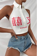 Tokyo Baddie Sleeveless Button-Top Large