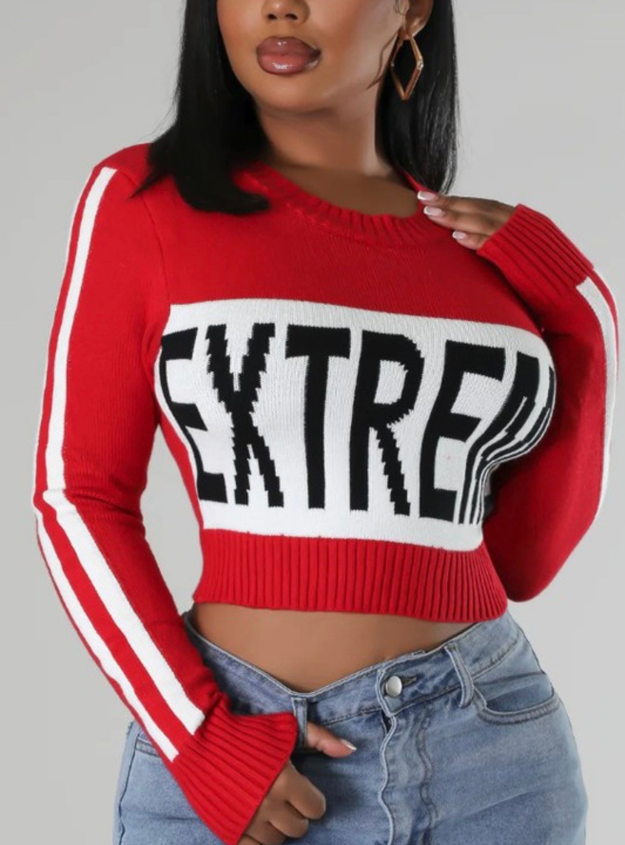 Baddie Extreme Sweater Red Gold